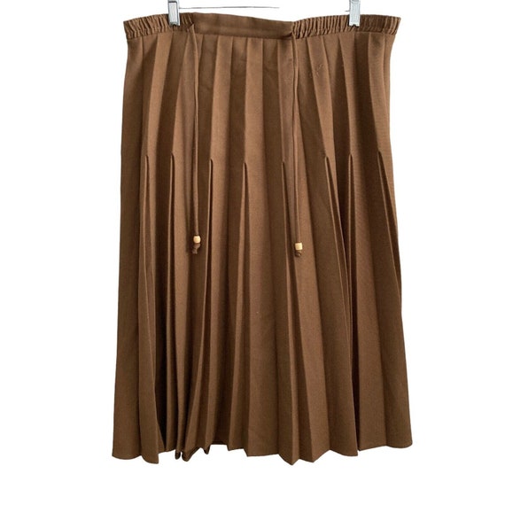 Vintage Skirt Womens Size 8 Brown Pleated Maxi Br… - image 1