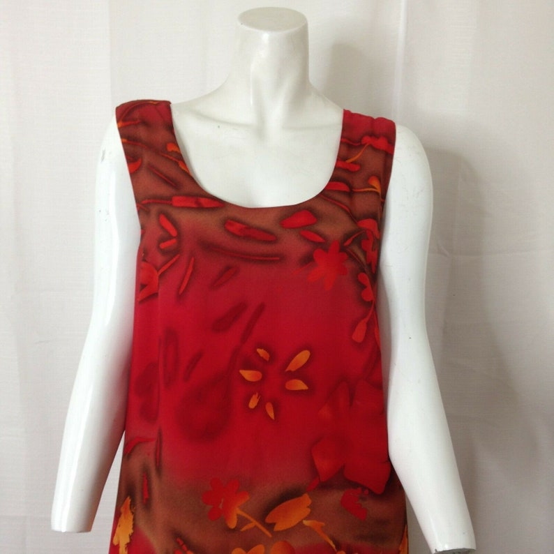 Vintage Esmeralda Fashions Womens Reddish Orange Floral Maxi Sun Dress Large