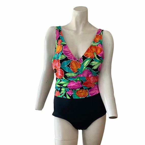 Vintage Catalina Swimsuit Floral One Piece w Saro… - image 5