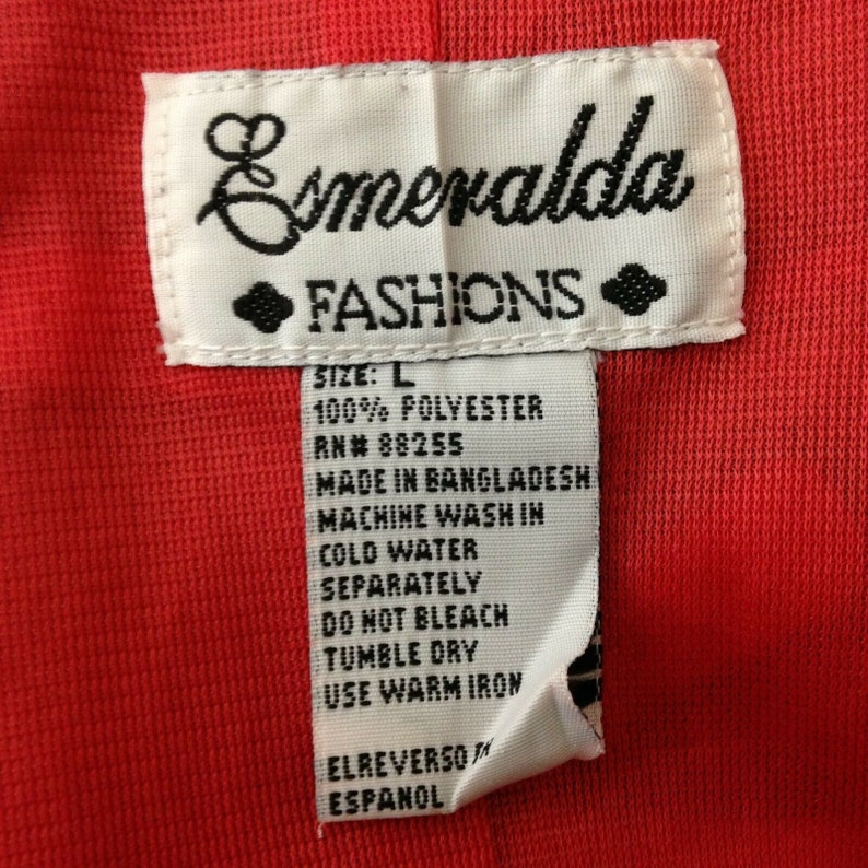 Vintage Esmeralda Fashions Womens Reddish Orange Floral Maxi Sun Dress Large