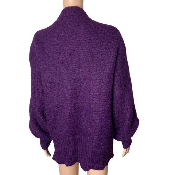 Vintage 70s Wool Cardigan Sweater Womens Large Pu… - image 2