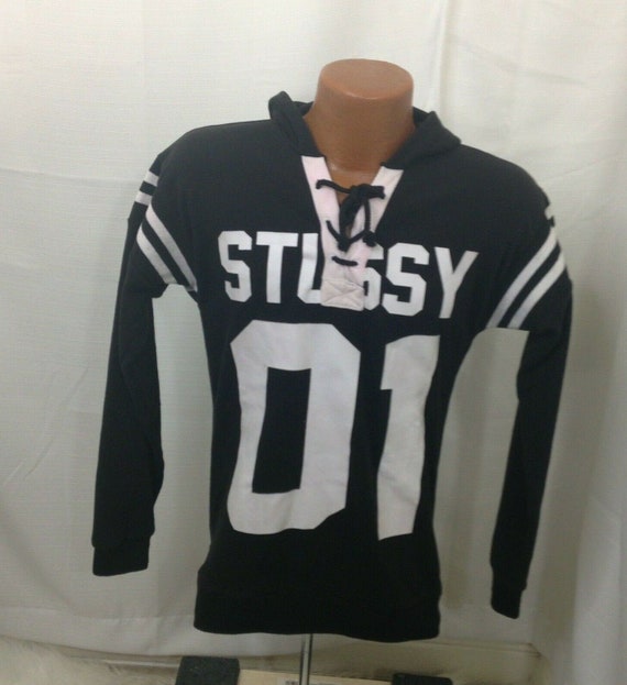 Stussy Vintage Womens Black White Jersey Style Pul
