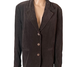 Vintage Fuerte Corduroy Blazer Mens 50 3 Button Brown Single Breasted
