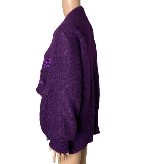 Vintage 70s Wool Cardigan Sweater Womens Large Pu… - image 9
