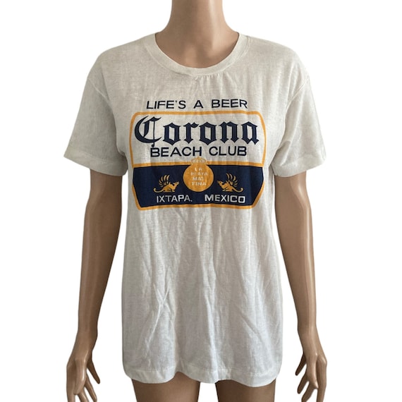 Vintage late 80s Corona Tshirt Mens Medium Lifes A