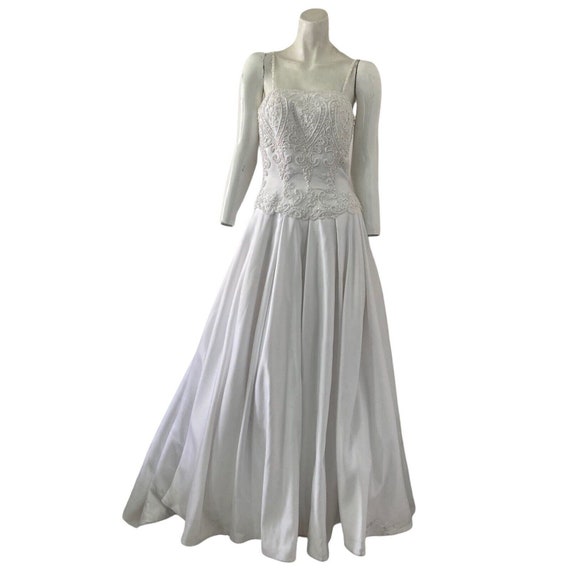 St Tropez Wedding Dress Beaded Bodice Long Train … - image 1