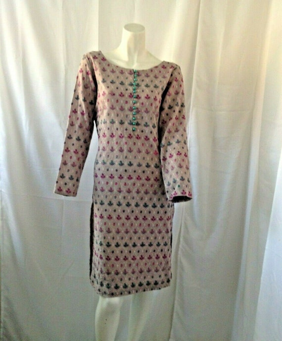 Vintage 80s Womens Multicolored Linen Blend Indian