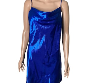 Vintage Shirley of Hollywood Slip Dress Womens Medium Royal Blue