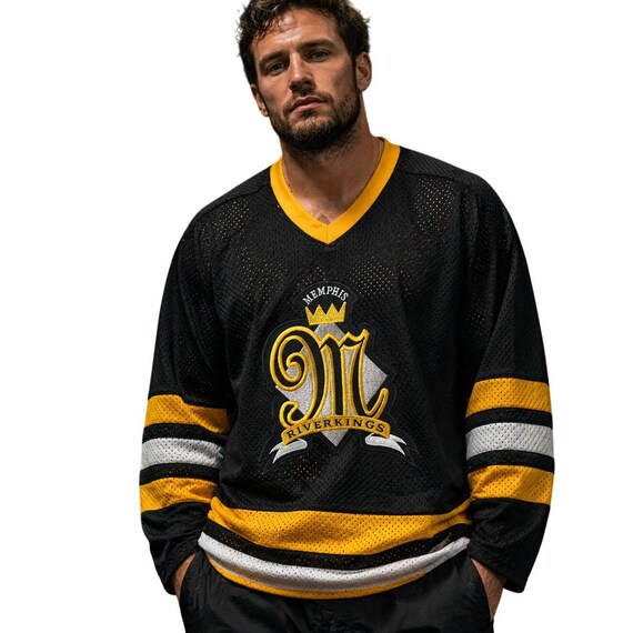 Vintage 90s Memphis RiverKings Jersey CHL Hockey Black Gold Rare Adult L CCM