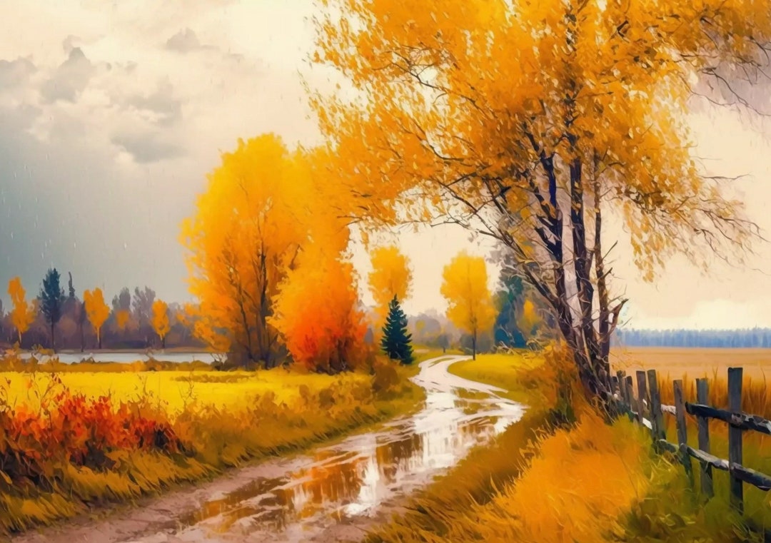 印象派風 秋の自然風景画 秋の絵 自然 風景 印象派 木 油畫 原作 原画 戸外 - ショップ