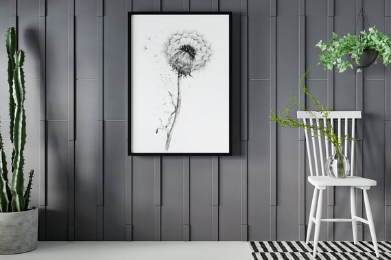 Whispers of Life - Dandelion Black and White Sketch #1 Digital
