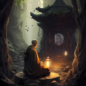 Tempio della foresta dei monaci Zen #1 Stampa digitale.