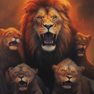 Strength in Unity - Lion family #2 Digital Print