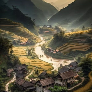 Vietnamese village rice terraces – #2 Digital Print
