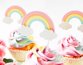 Rainbow Cupcake Topper/Pastel Rainbow Cupcake Topper/Pastel Rainbow Birthday/Pastel Rainbow Party/Unicorn Birthday Party/Pastel 1st Birthday