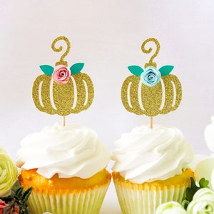 Gender Reveal Cupcake Topper/Pumpkin Gender Reveal Cupcake Topper/Pumpkin Cupcake Toppers/Pumpkin Cupcake Topper/Little Pumpkin Baby Shower