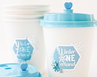 Winter ONEderland Cups/Winter ONEderland Hot Chocolate Bar/Snowflakes Cups/Winter Birthday Decorations Boy/Winter Birthday Party Cups