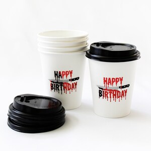 Knife Birthday Party Cups/Halloween Birthday Cups/HAPPY BIRTHDAY Cups/Bloody Birthday Cups/Zombie Birthday Cups/Blood Dropping Cups