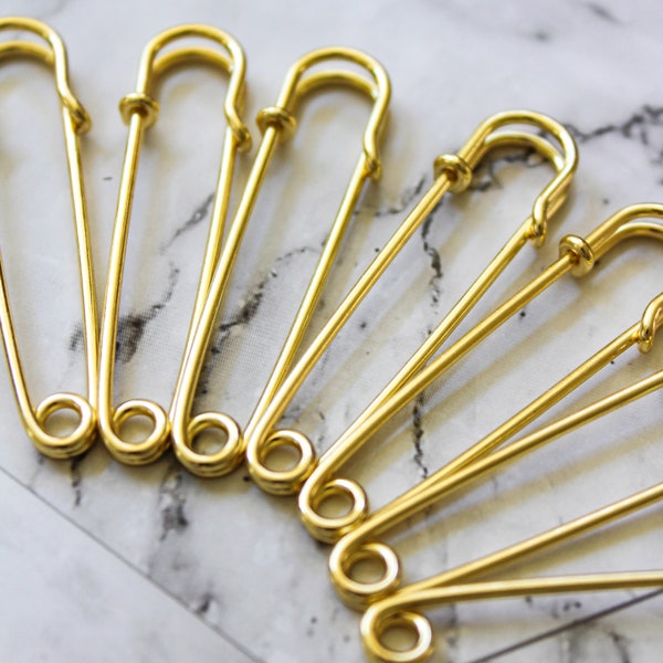 Jumbo Safety Pins/2” Gold Safety Pins/Safety Pins/Gold Jumbo Safety Pins/Gold Large Safety Pins/Giant Safety Pins