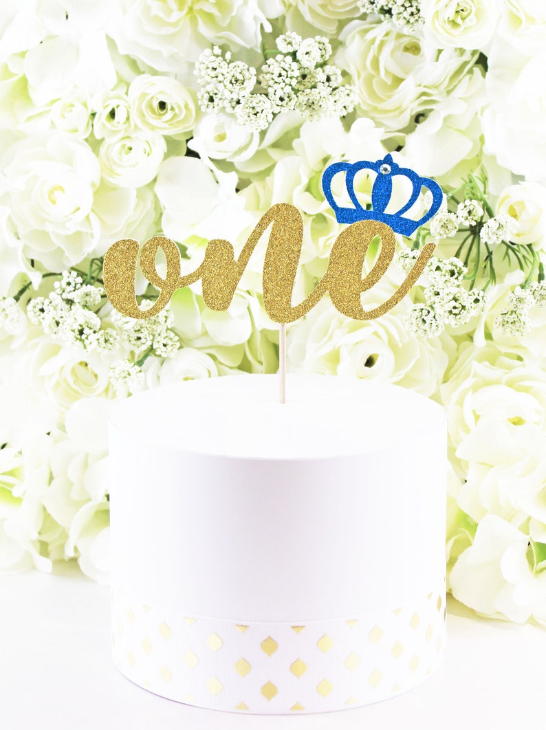 One Cake Topper/crown Cake Topper/prince Cake Etsy