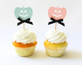 Gender Reveal Cupcake Topper/Pumpkin Gender Reveal Cupcake Topper/Pumpkin Cupcake Toppers/Pumpkin Decor/Halloween Gender Reveal Party Décor