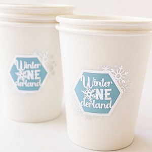Winter ONEderland Cups/Winter ONEderland Hot Chocolate Bar/Snowflakes Cups/Winter Onederland decorations Boy/Winter Onederland Party