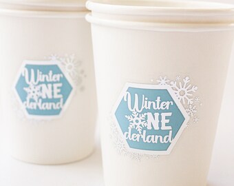 Winter ONEderland Cups/Winter ONEderland Hot Chocolate Bar/Snowflakes Cups/Winter Onederland decorations Boy/Winter Onederland Party