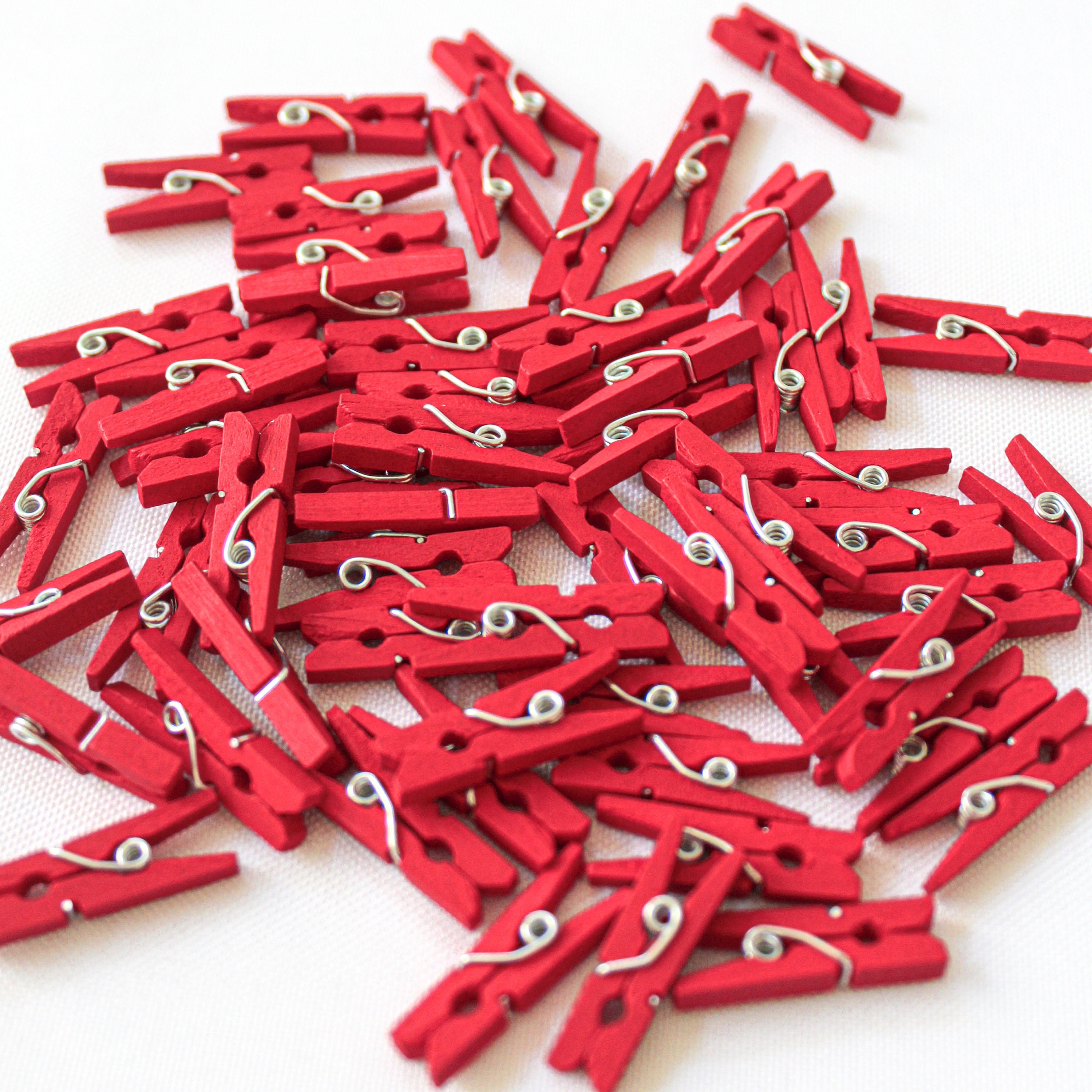 Little Clothespegs / Tiny Clothes Pegs / Mini Wooden Clothes Pins / Small  Clothespins (15pcs / 25mm or 1 inch / Red) Wedding Supplies F196