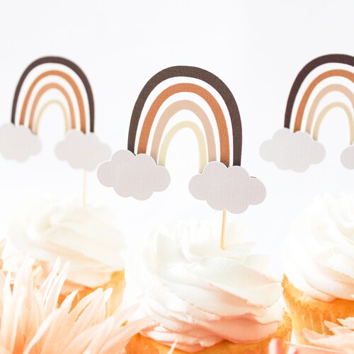 Boho Rainbow Cupcake Toppers Etsy
