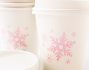 Winter ONEderland Cups/Winter ONEderland Hot Chocolate Bar/Snowflakes Cups/Winter Birthday Decorations Girl/Winter Birthday Party Cups