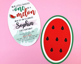 One in a Melon Invitation/One in a Melon Birthday Invitation/Watermelon Invitation/Watermelon Birthday Invitation/Watermelon Birthday Decor