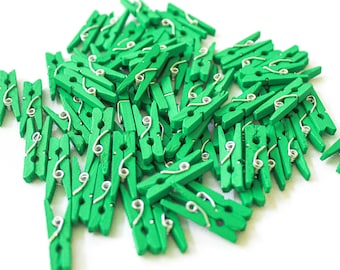 Mini Clothespins/Mini Clothing Pins/Green Clothespins/1” Clothing Pins/1”Clothespins/Colored Clothespins/Wood Clothespins/Party Décor Pins