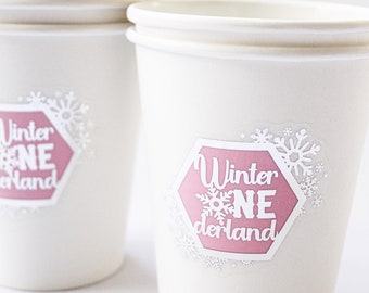 Winter ONEderland Cups/Winter ONEderland Hot Chocolate Bar/Snowflakes Cups/ Winter Onederland decorations girl/Winter Onederland Party