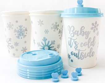 Baby it’s cold outside Cups/Baby it’s cold outside baby shower/Winter ONEderland Hot Chocolate Bar/Winter Onederland Cups/Snowflakes Cups