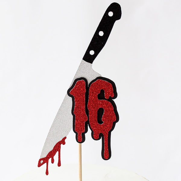 Horror Knife Cake Topper/Horror Cake Topper/Halloween Happy Birthday Cake Topper/Halloween Birthday Cake Topper/Blood Splatter Cake Topper