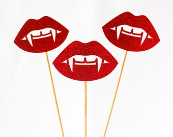 Vampire Birthday Centerpieces/Vampire Birthday Party/Vampire Lip Centerpieces/Vampire Fangs Centerpieces/Vampire Party Décor/Scary Birthday