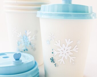 Winter ONEderland Cups/Winter ONEderland Hot Chocolate Bar/Snowflakes Cups/Winter Birthday Decorations Boy/Winter Birthday Party Cups