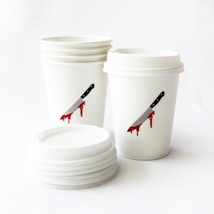 Knife Birthday Party Cups/Halloween Birthday Cups/HAPPY BIRTHDAY Cups/Bloody Birthday Cups/Zombie Birthday Cups/Blood Dropping Cups