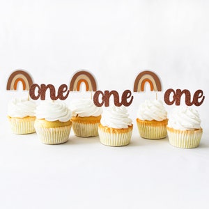 Boho Rainbow Cupcake Toppers/Boho Cupcake Toppers/Boho Rainbow ONE Cupcake Toppers/Boho 1st Birthday Party/Boho 1st Birthday Cupcake Toppers