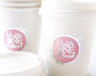 Winter ONEderland Cups/Winter ONEderland Hot Chocolate Bar/Snowflakes Cups/ Winter Onederland decorations girl/Winter Onederland Party