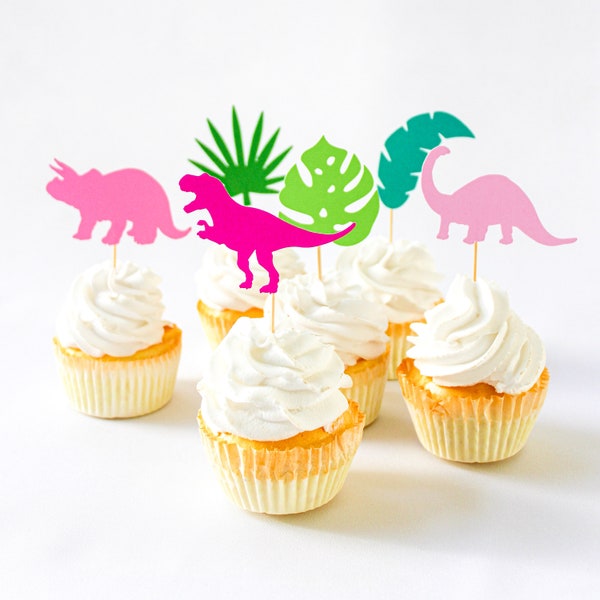 Dinosaur Cupcake Topper/Dinosaur Birthday/Girl Dinosaur Birthday Party/Dinosaur Birthday Party/Girl Dinosaur Baby Shower/Dino Birthday