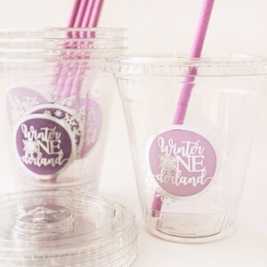 Winter ONEderland Cups/Winter ONEderland Drinking Cups/Snowflakes Cups/Winter Birthday Decorations Girl/Winter Birthday Party Cups