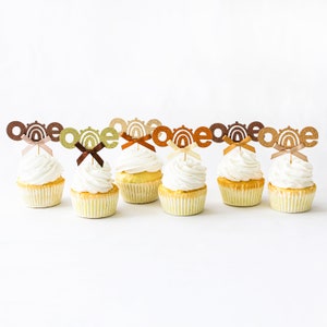 Boho Rainbow ONE Cupcake Toppers/Boho ONE Cupcake Topper/Boho Rainbow Cupcake Toppers/Boho 1st Birthday Cupcake Toppers/Boho 1st Birthday