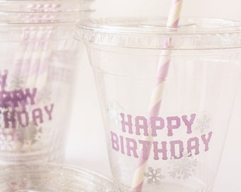 Winter ONEderland Cups/Winter ONEderland Drinking Cups/Snowflakes Cups/Winter Birthday Decorations Girl/Winter Birthday Party Cups