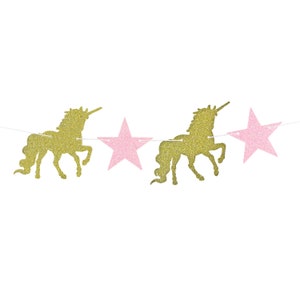 Unicorn Garland/Star Garland/Glitter Unicorn Garland/Unicorn First Birthday Banner/Unicorn Baby Shower Garland/Unicorn Birthday Garland