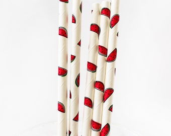 Watermelon Straws/Watermelon Paper Straws/Drinking Straws/Watermelon Party Décor/Fruit Baby Shower Décor/Fruit Birthday Party Décor