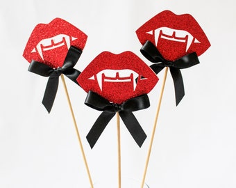 Vampire Birthday Centerpieces/Vampire Birthday Party/Vampire Lip Centerpieces/Vampire Fangs Centerpieces/Vampire Party Décor/Scary Birthday