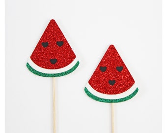 Red Watermelon (Style 2) Cupcake Topper/One in a melon First birthday/Watermelon cupcake topper/One in a melon cupcake topper/Birthday Decor