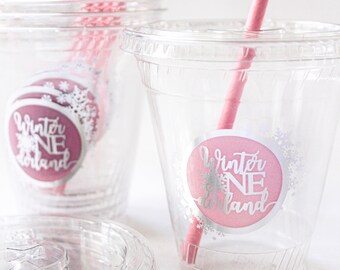 Winter ONEderland Cups/Winter ONEderland Drinking Cups/Snowflakes Cups/ Winter Onederland decorations girl/Winter Onederland Party