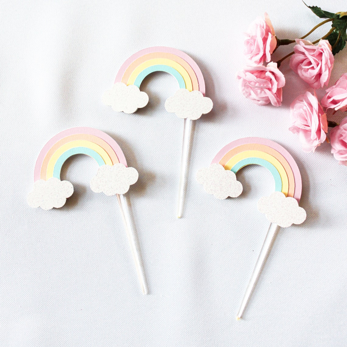 Rainbow Cupcake Topper/pastel Rainbow Cupcake Topper/pastel Etsy